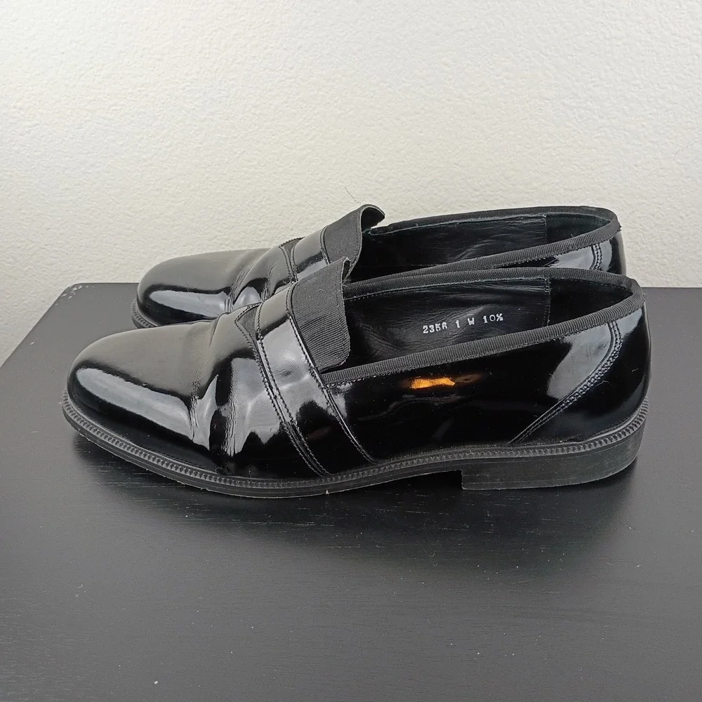 Adolfo Mens Patent Leather Tuxedo Loafers Black Dress Shoes Made in Italy 10.5W